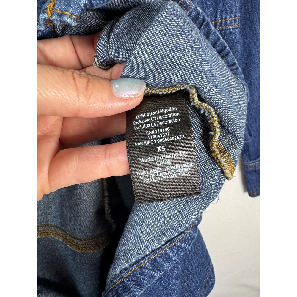 Frye Denim Shirt Dress Women XS Western Coastal Cowgirl Utility Mini Pockets - Picture 6 of 14